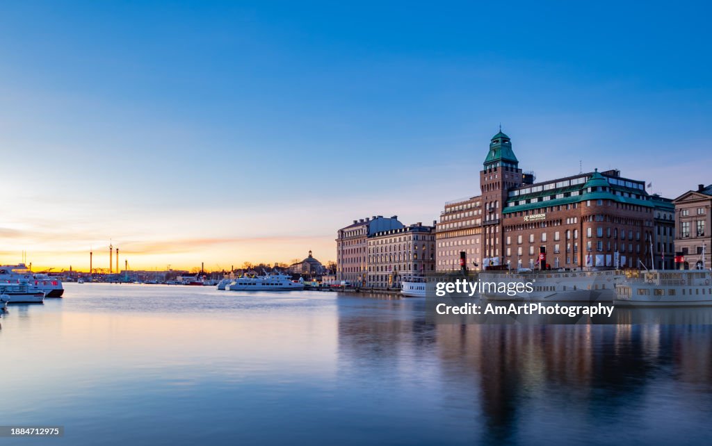 Stockholm Sweden 02/28/2023 Radisson Strand Hotel Stockholm early morning sky Sweden Europe