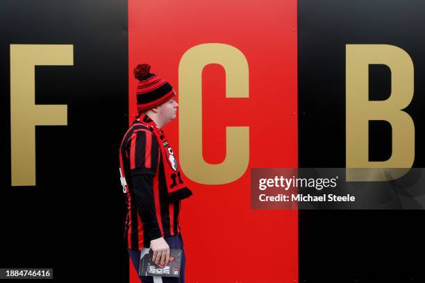 Bournemouth fans arrive at the stadium prior to the Premier League match between AFC Bournemouth and Fulham FC at Vitality Stadium on December 26,...