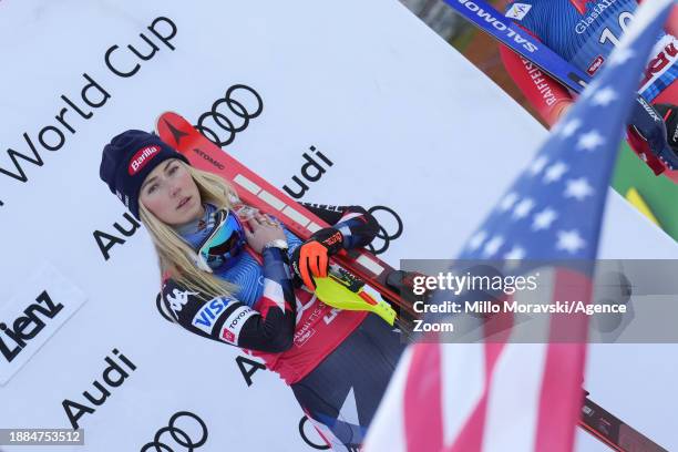 Mikaela Shiffrin of Team United States takes 1st place during the Audi FIS Alpine Ski World Cup Women's Slalom on December 29, 2023 in Lienz, Austria.