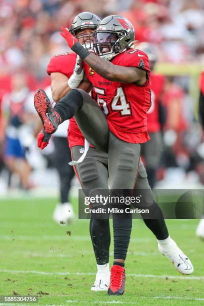 Lavonte David of the Tampa Bay Buccaneers celebrates a sack against the Jacksonville Jaguars during the first half of the game at Raymond James...