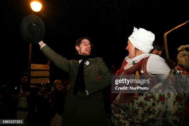 Participants are walking through the city streets in a traditional carol procession, ending the Year of Tetmajer, in Krakow, Poland, on December 28,...