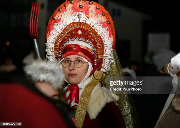 Participants are walking through the city streets in a traditional carol procession, ending the Year of Tetmajer, in Krakow, Poland, on December 28,...