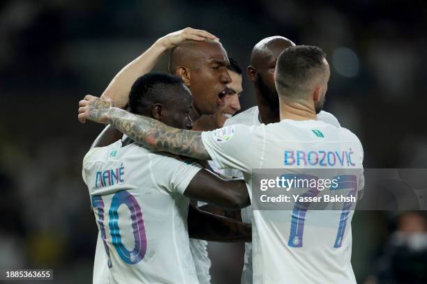 Anderson Talisca of Al Nassr celebrates after scoring their second side goal during the Saudi Pro League match between Al-Ittihad and Al-Nassr at...