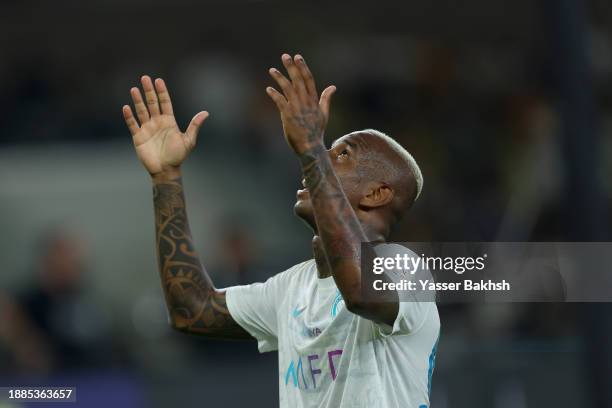 Anderson Talisca of Al Nassr celebrates after scoring their second side goal during the Saudi Pro League match between Al-Ittihad and Al-Nassr at...