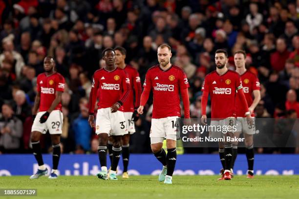 Christian Eriksen of Manchester United reacts after Aston Villa second goal during the Premier League match between Manchester United and Aston Villa...