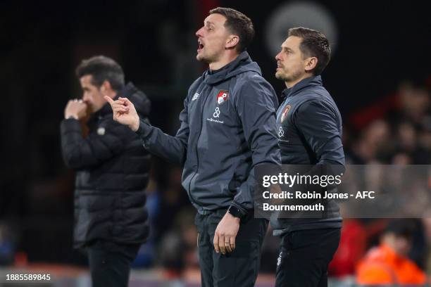 First Team Coaches Tommy Elphick and Shaun Cooper of Bournemouth during the Premier League match between AFC Bournemouth and Fulham FC at Vitality...