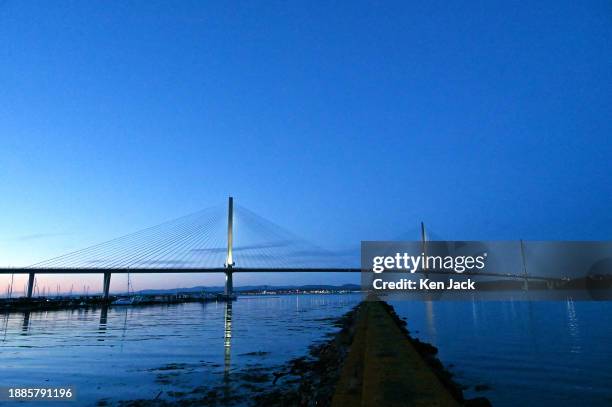 The Queensferry Crossing in late afternoon light, as parts of eastern Scotland enjoyed fine and calm weather in the aftermath of Storm Gerrit, on...