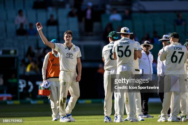 Pat Cummins of Australia acknowledging the crowd after he took his second five wicket haul of the match during Day 4 of the Boxing Day Test - Day 4...