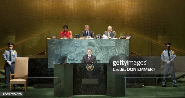 President of Turkey Abdullah Gül delivers his address September 23, 2010 during the 65th session of the General Assembly at the United Nations in New...