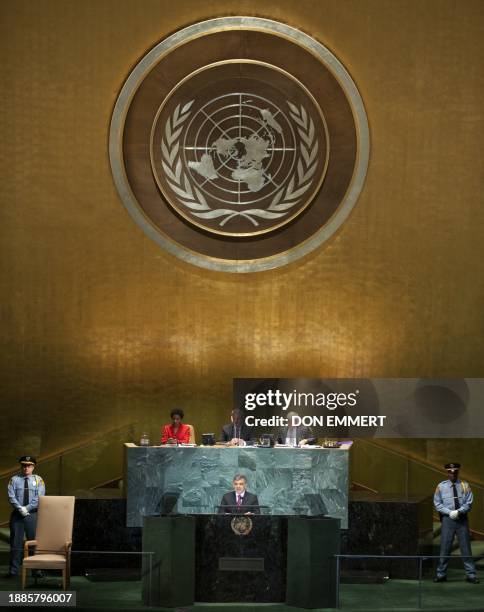 President of Turkey Abdullah Gül delivers his address September 23, 2010 during the 65th session of the General Assembly at the United Nations in New...