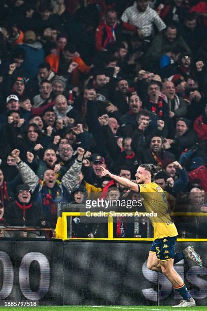 Radu Dragusin of Genoa celebrates after scoring a goal during the Serie A TIM match between Genoa CFC and FC Internazionale at Stadio Luigi Ferraris...