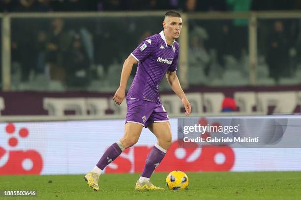 Nikola Milenkovic of ACF Fiorentina in action during the Serie A TIM match between ACF Fiorentina and Torino FC at Stadio Artemio Franchi on December...