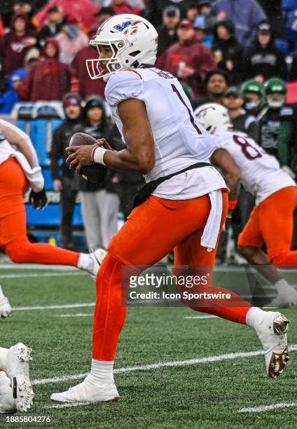 Virginia Tech Hokies quarterback Kyron Drones in action during the Military Bowl between the Virginia Tech Hokies and Tulane Green Wave on December...
