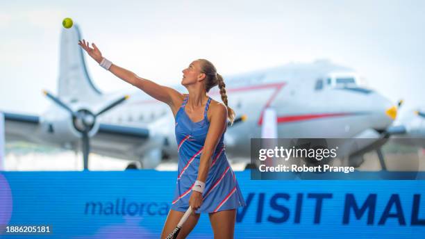 Petra Kvitova of the Czech Republic in action on Day 5 of the bett1 ACES at Tempelhof Airport on July 19, 2020 in Berlin, Germany