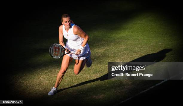 Petra Kvitova of the Czech Republic in action during Day 1 of the bett1 ACES at Steffi Grad Stadion on July 13, 2020 in Berlin, Germany