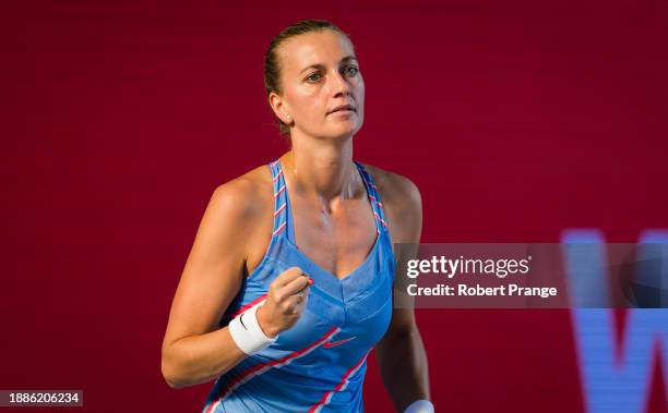 Petra Kvitova of the Czech Republic in action on Day 5 of the bett1 ACES at Tempelhof Airport on July 19, 2020 in Berlin, Germany