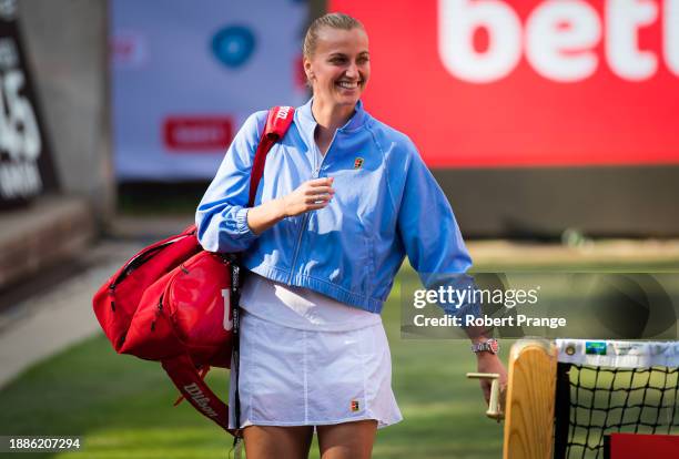 Petra Kvitova of the Czech Republic in action during Day 2 of the bett1 ACES at Steffi Grad Stadion on July 14, 2020 in Berlin, Germany