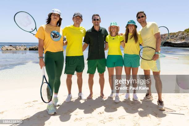 Ajla Tomljanovic, Alex de Minaur, John Millman, Storm Hunter, Ellen Perez and Matt Ebden of Team Australia pose for team photo on Rottnest Island...