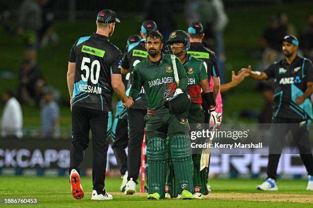 Litton Kumer Das of Bangladesh following game one of the Men's T20 International series between New Zealand and Bangladesh at McLean Park on December...