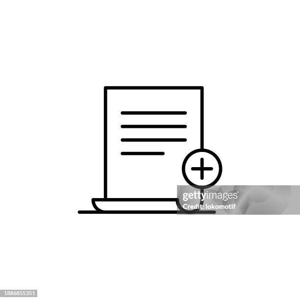 add document line icon with editable stroke. the icon is suitable for web design, mobile apps, ui, ux, and gui design. - plus 1 stock illustrations