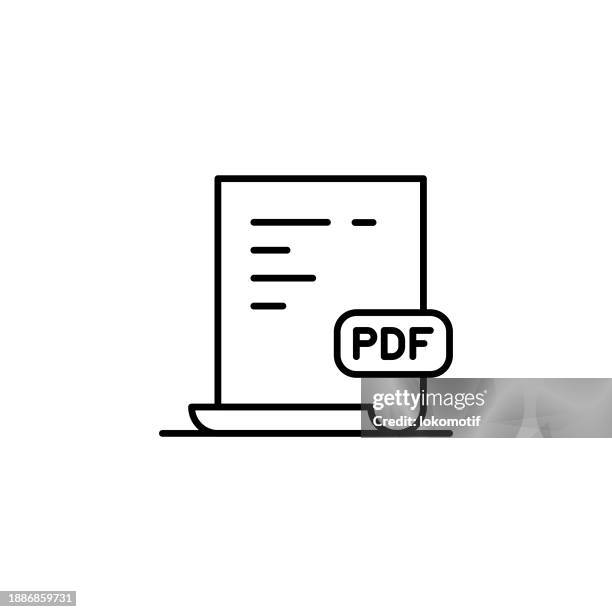 adobe acrobat pdf-datei-liniensymbol mit bearbeitbarem strich. das icon eignet sich für webdesign, mobile apps, ui-, ux- und gui-design. - pdf icon stock-grafiken, -clipart, -cartoons und -symbole