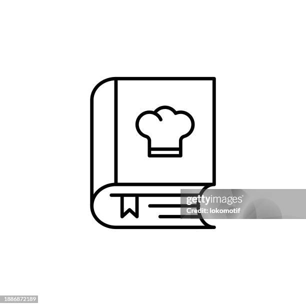 kochbuch-liniensymbol mit bearbeitbarem strich. das icon eignet sich für webdesign, mobile apps, ui, ux und gui-design. - rezeptbuch stock-grafiken, -clipart, -cartoons und -symbole