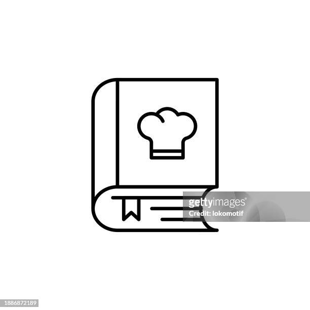 cookbook line icon with editable stroke. the icon is suitable for web design, mobile apps, ui, ux, and gui design. - cookbook icons stock illustrations