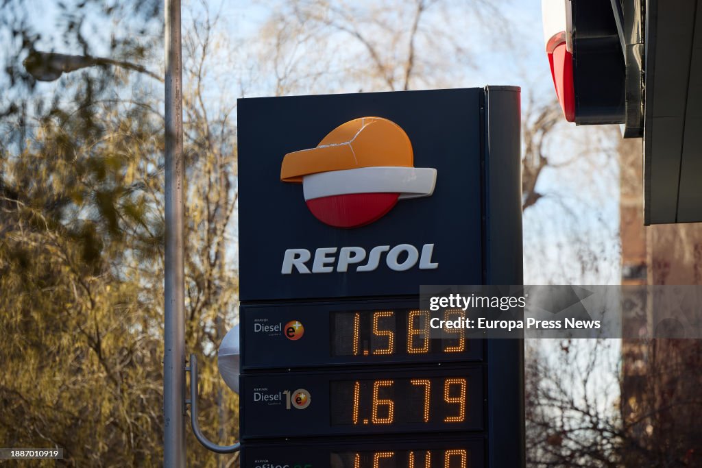 Prices at a Repsol gas station, on 27 December, 2023 in Madrid,... News ...
