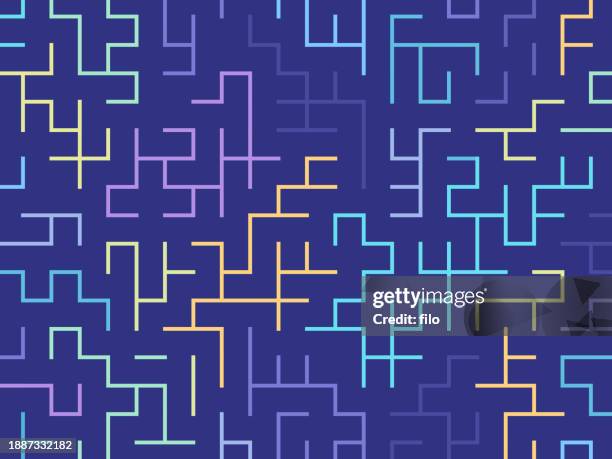 stockillustraties, clipart, cartoons en iconen met modern maze network video game artificial intelligence abstract background - video arcade