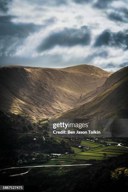 valley bathed in light - valley side stock pictures, royalty-free photos & images