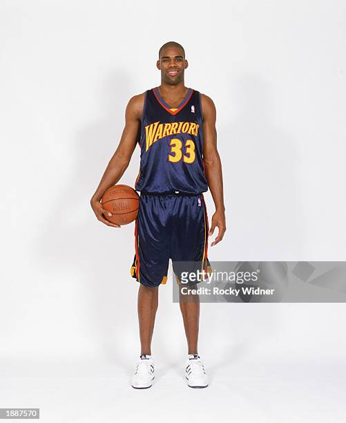 Antawn Jamison of the Golden State Warriors poses for a NBA portrait on March 22, 2003 in Oakland, California. NOTE TO USER: User expressly...