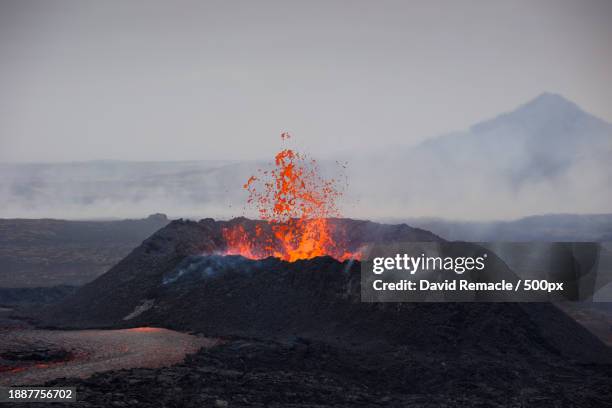 scenic view of volcanic mountain against sky - volcanic activity bildbanksfoton och bilder