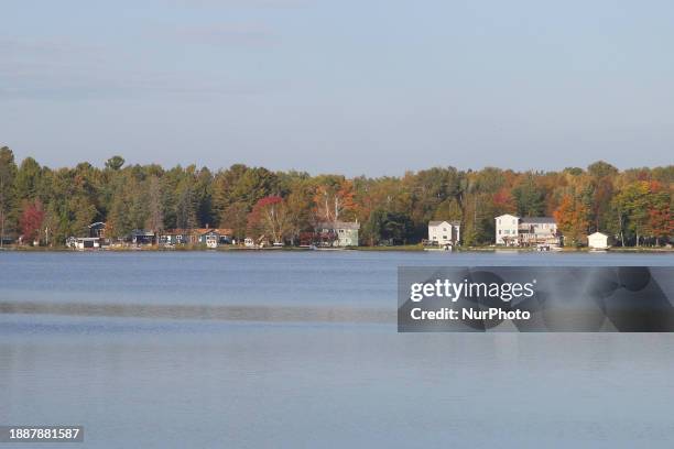 Cottages are lining the water in Kawartha Lakes, Ontario, Canada, on September 20, 2023.