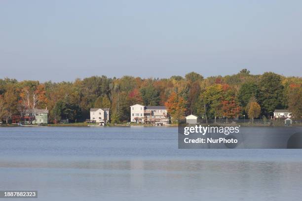 Cottages are lining the water in Kawartha Lakes, Ontario, Canada, on September 20, 2023.