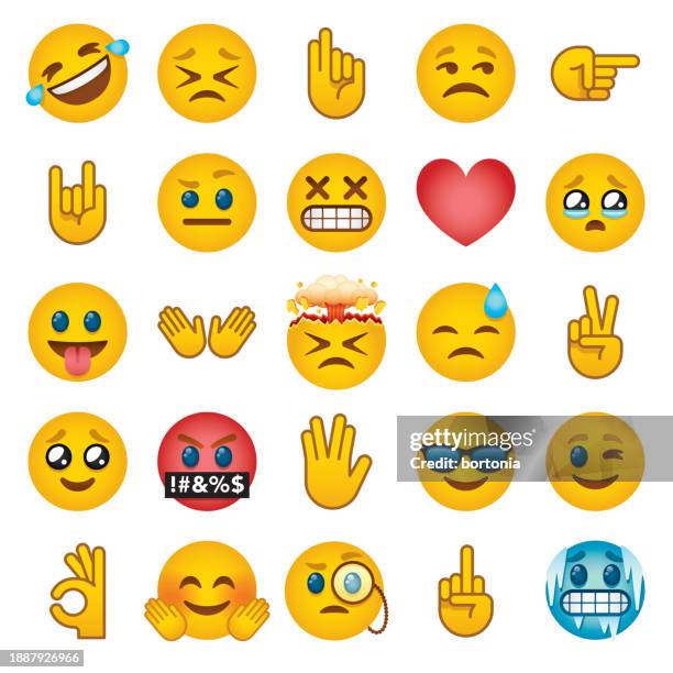 emoji icon set - vulcan salute stock illustrations