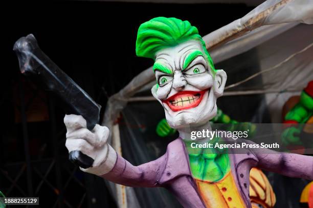 Figure of Joker is exhibited for sale ahead New Year's celebration on December 30, 2023 in Quito, Ecuador. The figures are know as "Años Viejos" or...