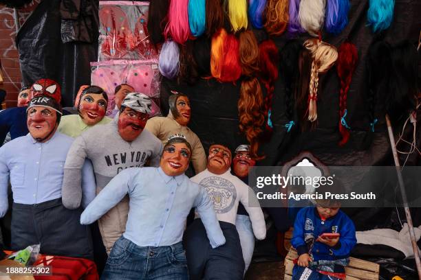 Figures are exhibited in the streets of Quito ahead New Year's celebration on December 30, 2023 in Quito, Ecuador. The figures are know as "Años...