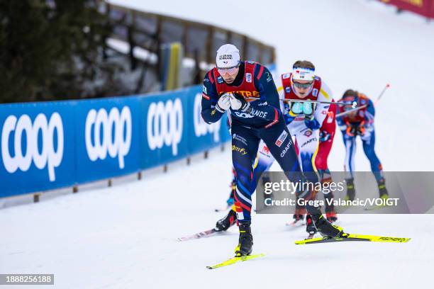 Lucas Chanavat of France in action competes during the FIS World Cup Cross - Country Tour de Ski Individual Sprint Finals on December 30, 2023 in...