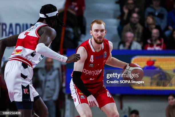 Niccolo Mannion of Pallacanestro Varese OpenJobMetis and Briante Webwe of Unahotels Reggio Emilia seen in action during the LBA Lega Basket Serie A...