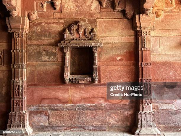 Niche that once held a Hindu deity is currently situated in a Hindu-style temple within the Jodha Bai Mahal palace, which the queen used for worship,...