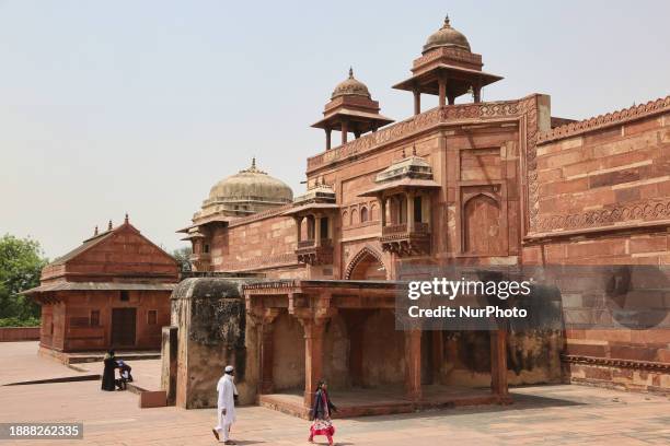 The Jodha Bai Mahal at the royal palace is being photographed in Fatehpur Sikri, Uttar Pradesh, India, on May 6, 2022. The Jodha Bai Mahal, also...