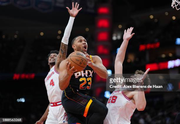 Eric Gordon of the Phoenix Suns goes up for a shot during the first half of the game against the Houston Rockets at Toyota Center on December 27,...