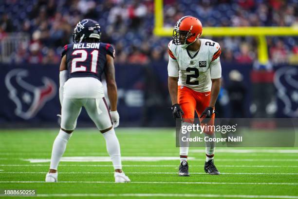 Amari Cooper of the Cleveland Browns lines up during an NFL football game against the Houston Texans at NRG Stadium on December 24, 2023 in Houston,...