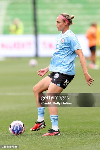 Hannah Wilkinson of Melbourne City warms up during the A-League Women round 10 match between Melbourne City and Brisbane Roar at AAMI Park, on...