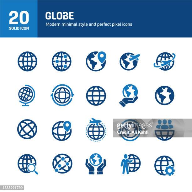 globe solid icons. containing earth, world map, network, solid icons collection. vector illustration. for website design, logo, app, template, ui, etc. - country geographic area stock illustrations