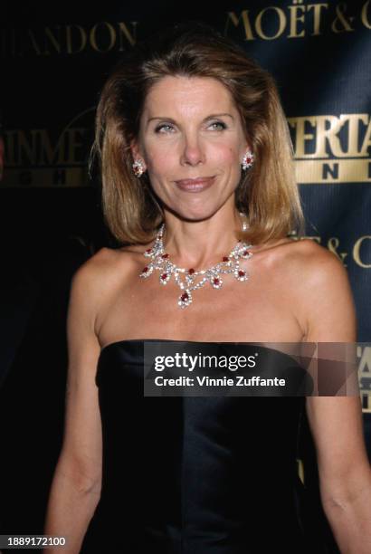 American actress and singer Christine Baranski, wearing a black off-shoulder evening gown, attends Entertainment Tonight's 3rd Annual Primetime Emmy...