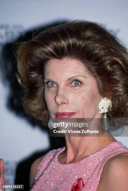 American actress and singer Christine Baranski, wearing a pink crew neck dress, attends the 10th Annual American Comedy Awards, held at the Shrine...