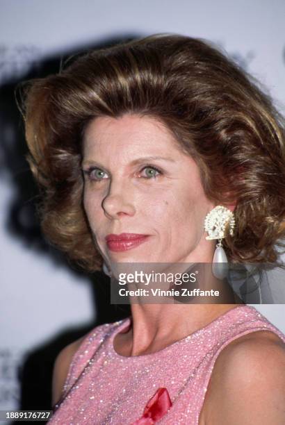 American actress and singer Christine Baranski, wearing a pink crew neck dress, attends the 10th Annual American Comedy Awards, held at the Shrine...