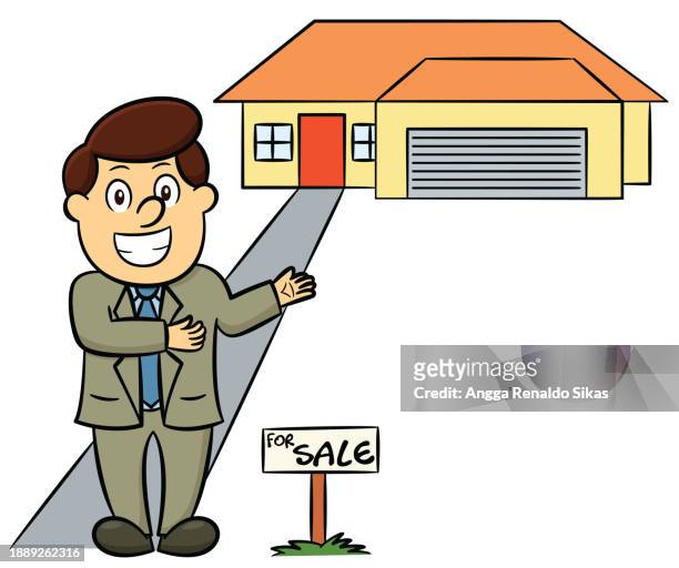 property agent cartoon - salesman flat design stock illustrations
