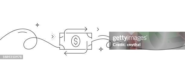 illustrazioni stock, clip art, cartoni animati e icone di tendenza di disegno a linee continue dell'icona del flusso di denaro. illustrazione vettoriale del simbolo disegnato a mano. - simbolo monetario